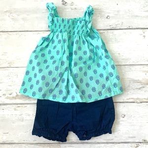 Carters 6m Baby Girl Summer Outfit Navy Bloomers Teal Floral Tank Top Shorts